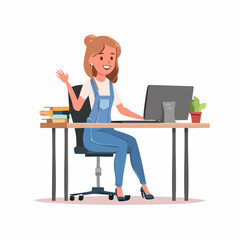 Person using computer – Office, workspace, technology, online work