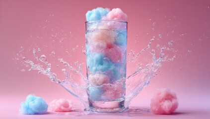 Candy floss in a glass with splash