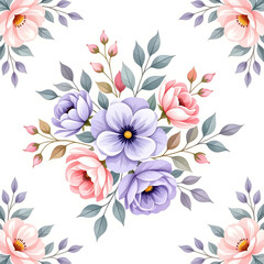 Pastel Bloom Floral Illustration for Bed Sheet Design