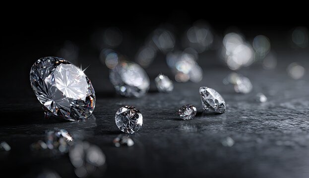 Sparkling diamonds on dark surface