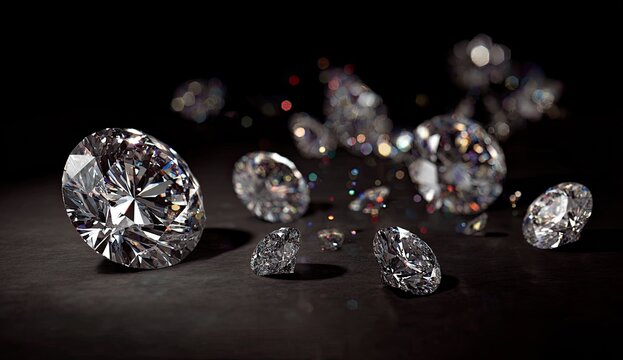 Sparkling diamonds on dark background