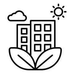 Eco City Icon. Vector Line Icon