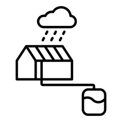 Rainwater Harvesting Icon. Vector Line Icon