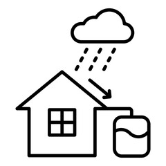 Rainwater Harvesting Icon. Vector Line Icon