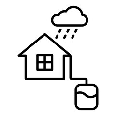 Rainwater Harvesting Icon. Vector Line Icon