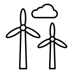 Wind Turbine Icon. Vector Line Icon