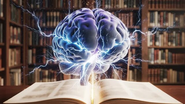 Unlocking Knowledge - Brain Power Unleashed from the Pages of a Book.