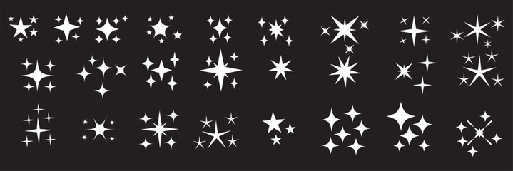 blinking shining star, sparks and sparkle shapes vector illustration. sparkle star icon set. simple star burst symbo. Different twinkling stars collection. Star icons. Twinkling stars. Sparkles, 
