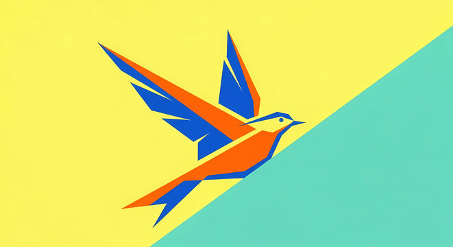 colorful origami bird
