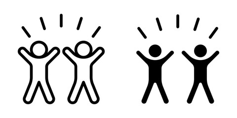 group happy people Icon set. Symbol isolated white background. vector illustration. color editable.