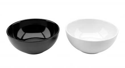 Black white bowls isolated on a transparent background