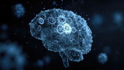 Abstract brain, gears, and technology