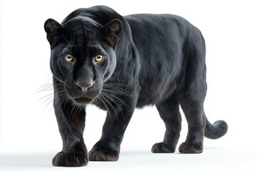 Fototapeta premium Schwarzer Panther auf weißem Hintergrund
