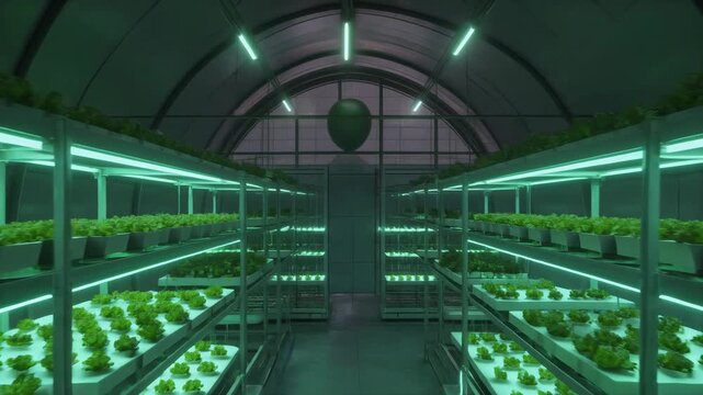 Indoor Farming Hydroponics Greenhouse, LED Grow Lights, Sustainable Agriculture