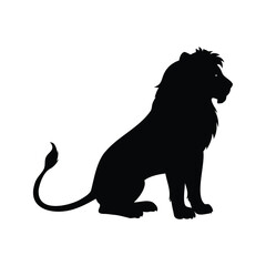 Majestic Lion Silhouette Sitting in Profile, Symbol of Strength and Royalty, lion sitting silhouette vector illustration
