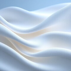 Abstract Macro Close Up Of White Smooth Wave Fabric Texture With Soft Light And Shadows