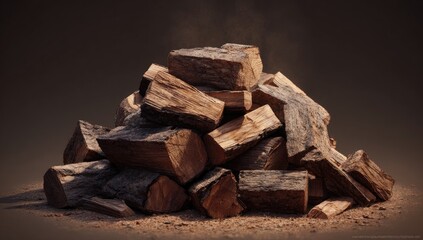 A pile of stacked firewood