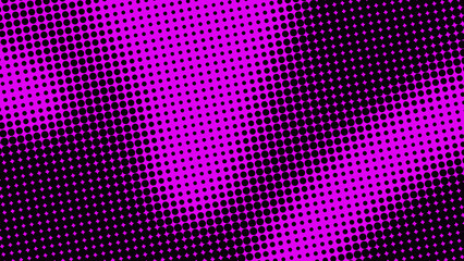 Striking Magenta and black halftone dot gradient with a dynamic diagonal fade. Creates a bold, graphic texture perfect for pop art, comic book style, or digital backgrounds.