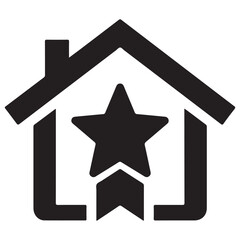 Black House Icon Featuring a Star and Upward Arrow Symbol