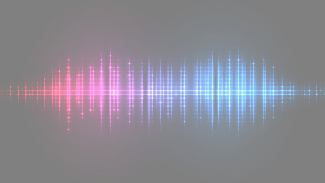 黒い背景に輝くピンクと青の音波・イコライザー