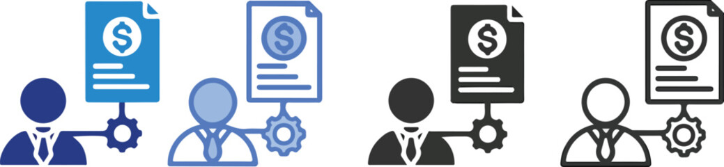 Flat design Advisors Icon Set Multiple Style Collection. Business consulting, financial guidance, and professional support vector symbols for corporate and service design