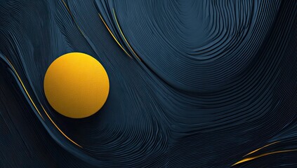 Abstract background with swirling dark lines and a central yellow circle