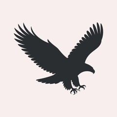 Eagle Silhouette Landing Bird of Prey Design Vector Art