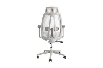 Chair grey back Rolling Chair for Home Office Use Contemporary Study Chair with Breathable Perforated Design Adjustable Task Chair with Padded Seat and Arm Support white background