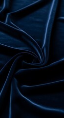 Fototapeta premium Elegant swirls of soft dark navy velvet fabric creating a beautiful and luxurious Blue Background for creative projects