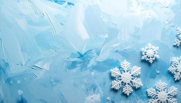 Detailed snowflakes on icy surface with hexagonal symmetry and cool blue background for editorial winter photography scientific decor and poetic stillness-themed visuals - Powered by Adobe