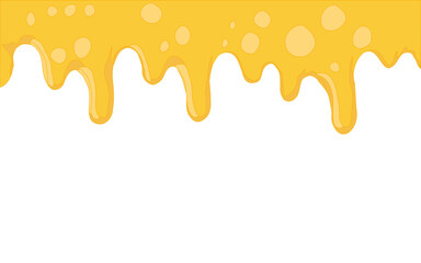 Melting cheese drip background. Smooth cheddar sauce pattern. Minimal liquid dairy splash texture for food design. Tasty snack topping abstract illustration wallpaper.