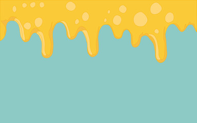 Melting cheese drip background. Smooth cheddar sauce pattern. Minimal liquid dairy splash texture for food design. Tasty snack topping abstract illustration wallpaper.