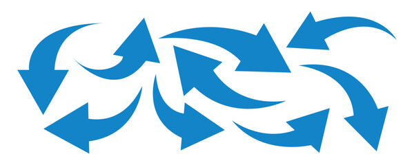 Set long blue curve arrow icon set. Long arrow symbol. Curve arrow vector illustration and png transparent