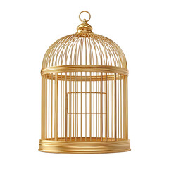 Golden Birdcage isolated on a transparent background