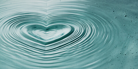 Captivating Aquatic Reverie: Surreal Ripples Coalescing into a Poignant Heart Shape