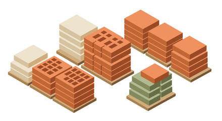 Isometric brick stacks for construction projects and architectural design