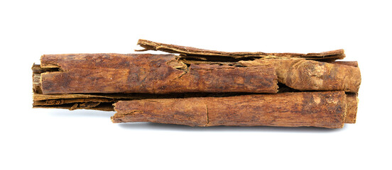 Natural cinnamon stick on a white background