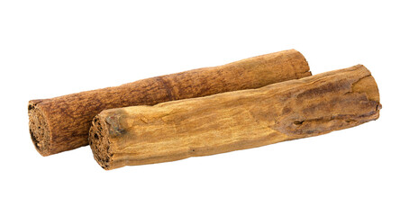 Natural cinnamon stick on a white background
