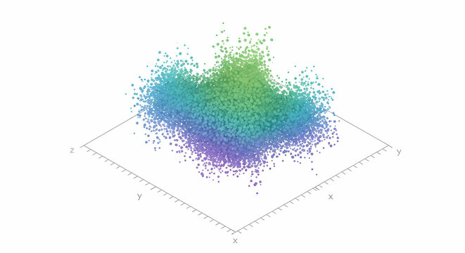 Abstract 3D Scatter Plot Visualization of Data Points.