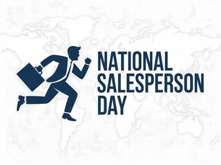 Dynamic silhouette of a businessman running with a briefcase celebrating national salesperson day