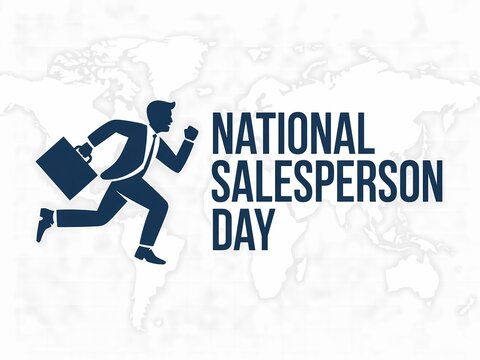 Dynamic silhouette of a businessman running with a briefcase celebrating national salesperson day