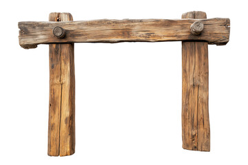 Rustic wooden archway weathered timber isolated on a transparent background