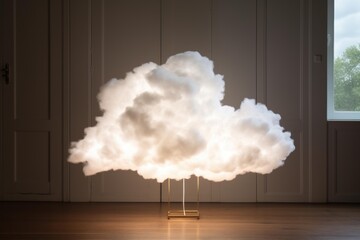 Modern interior design illuminated by cloud shaped floor lamp