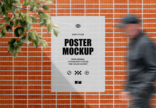 Bricks Wall Poster Mockup