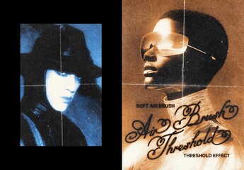 Air Brush Threshold Poster Effect Mockup