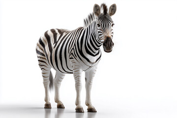 Fototapeta premium Zebra auf weißem Hintergrund – afrikanisches Wildtier, Freisteller