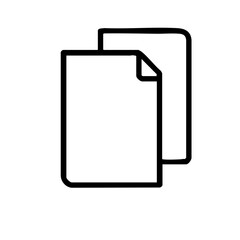 Minimal line icon of two stacked papers with a copy symbol, representing backup and preparation.
