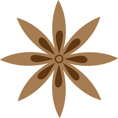 Brown Star Anise Spice Icon With Eight Petals And Darker Brown Centers On A Transparent Background