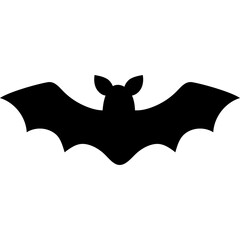 Black Silhouette of a Bat With Wide Wings Spread Against a White Background Vector Graphic for Halloween Theme