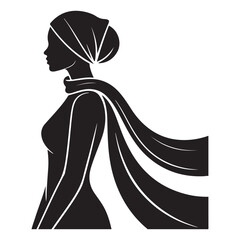 Elegant Woman Silhouette in Headscarf &ndash; Fashion and Cultural Style Illustration